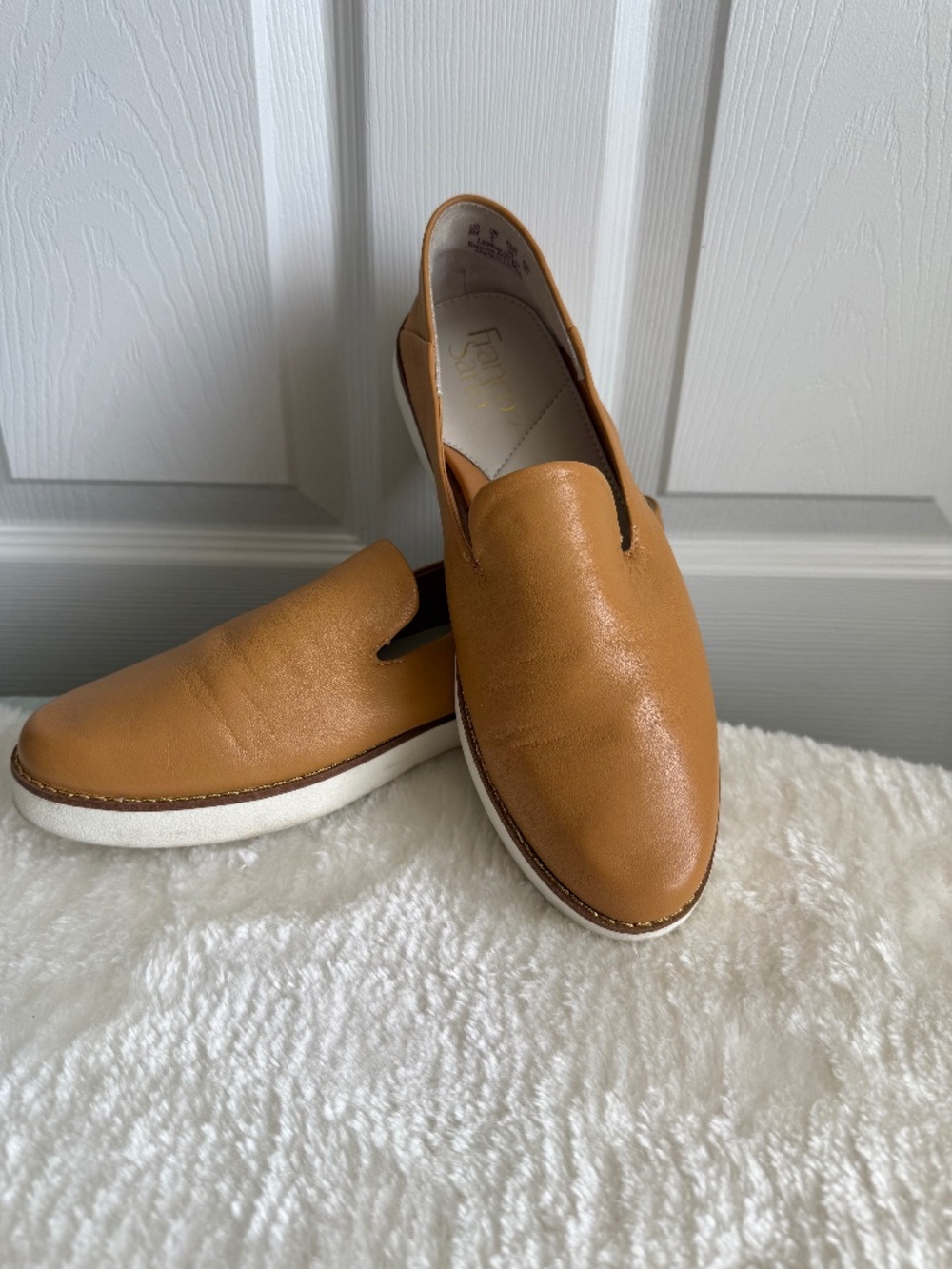 Franco Sarto Tan Leather Slip On Loafers Size 9